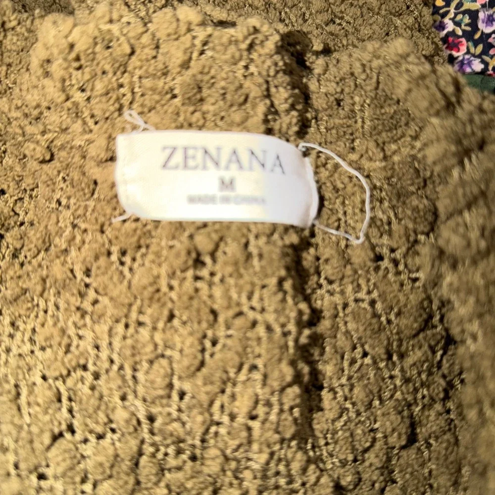 Zenana Women Olive Green Popcorn Knit Open Front Cardigan Sweater Size Medium - Picture 6 of 6